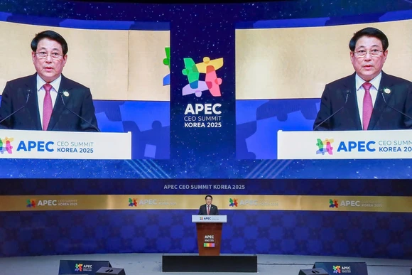 Chủ tịch nước Lương Cường phát biểu tại Hội nghị thượng đỉnh APEC. (Ảnh: XUÂN KỲ)