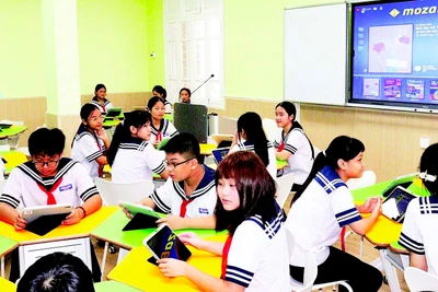 “Phòng học chuyển đổi số” của Trường THCS Chu Văn An (phường Gia Viên, Hải Phòng).