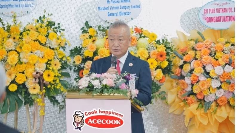 Ông Kaneda Hiroki, Tổng Giám đốc Acecook Việt Nam phát biểu tại Lễ động thổ.