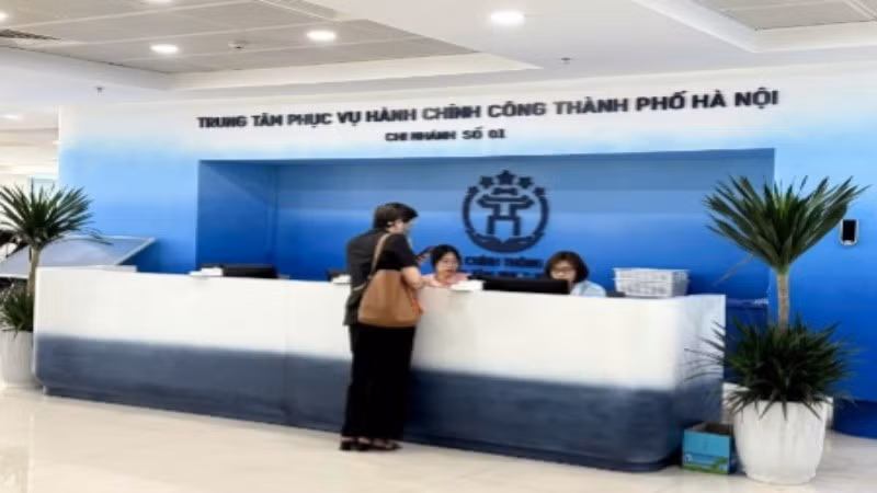 Trung tâm Phục vụ hành chính công thành phố Hà Nội chi nhánh số 01. (Ảnh: Báo Nhân Dân)