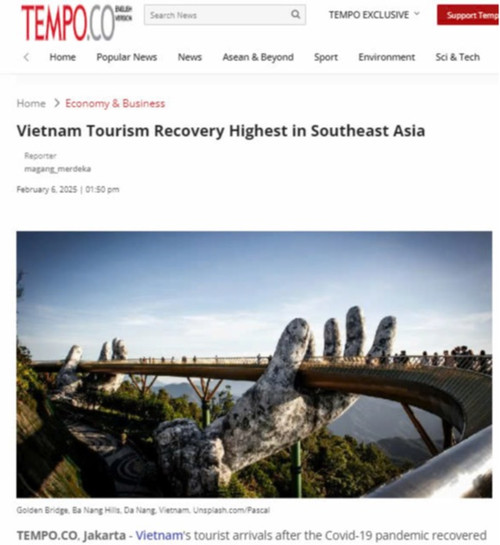Bài viết lý giải yếu tố giúp du lịch Việt Nam phục hồi mạnh nhất Đông Nam Á trên tạp chí Tempo, Indonesia.