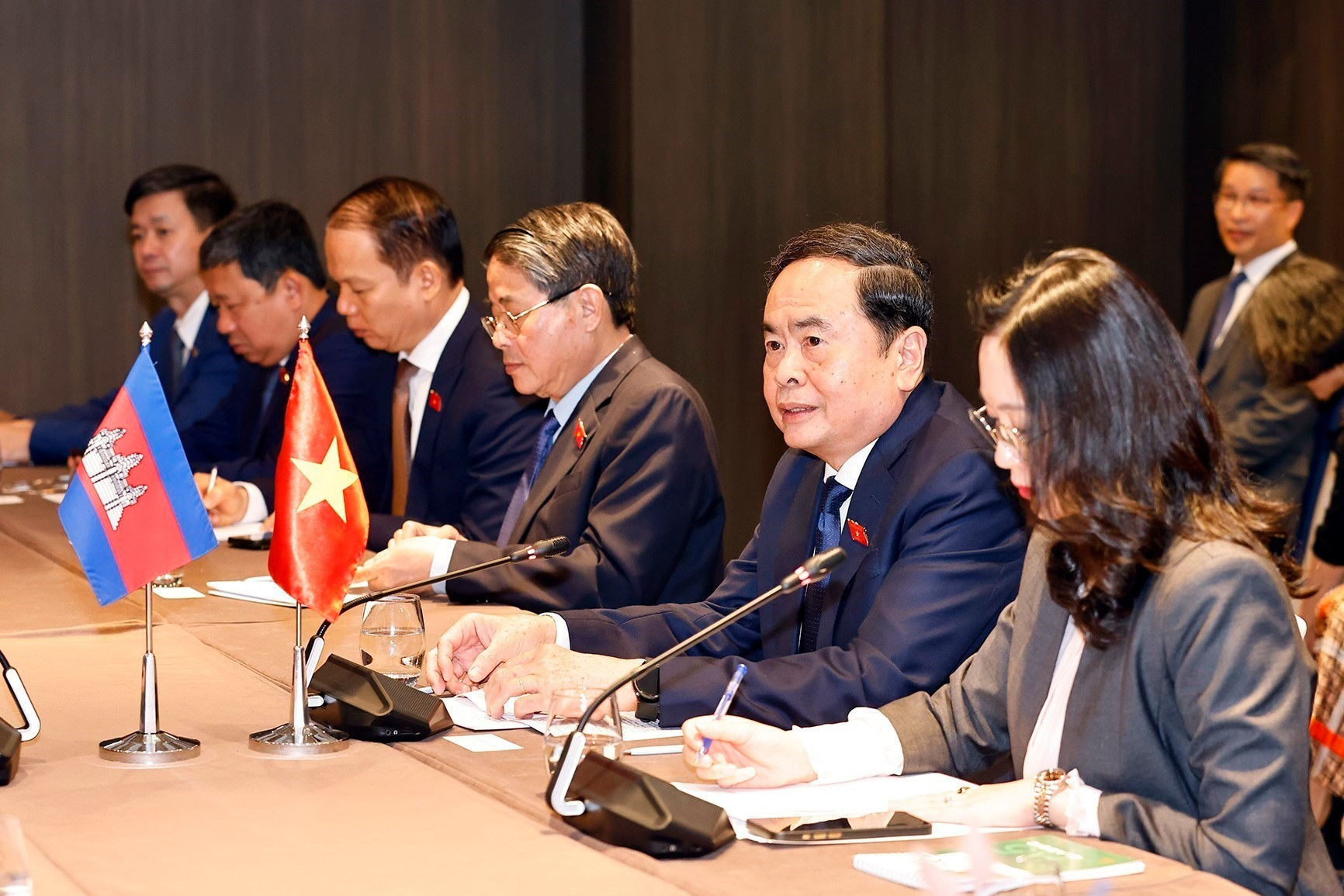 Chủ tịch Quốc hội Trần Thanh Mẫn phát biểu. (Ảnh: TTXVN) vna-potal-chu-tich-quoc-hoi-tran-thanh-man-hoi-kien-chu-tich-quoc-hoi-campuchia-8178571.jpg