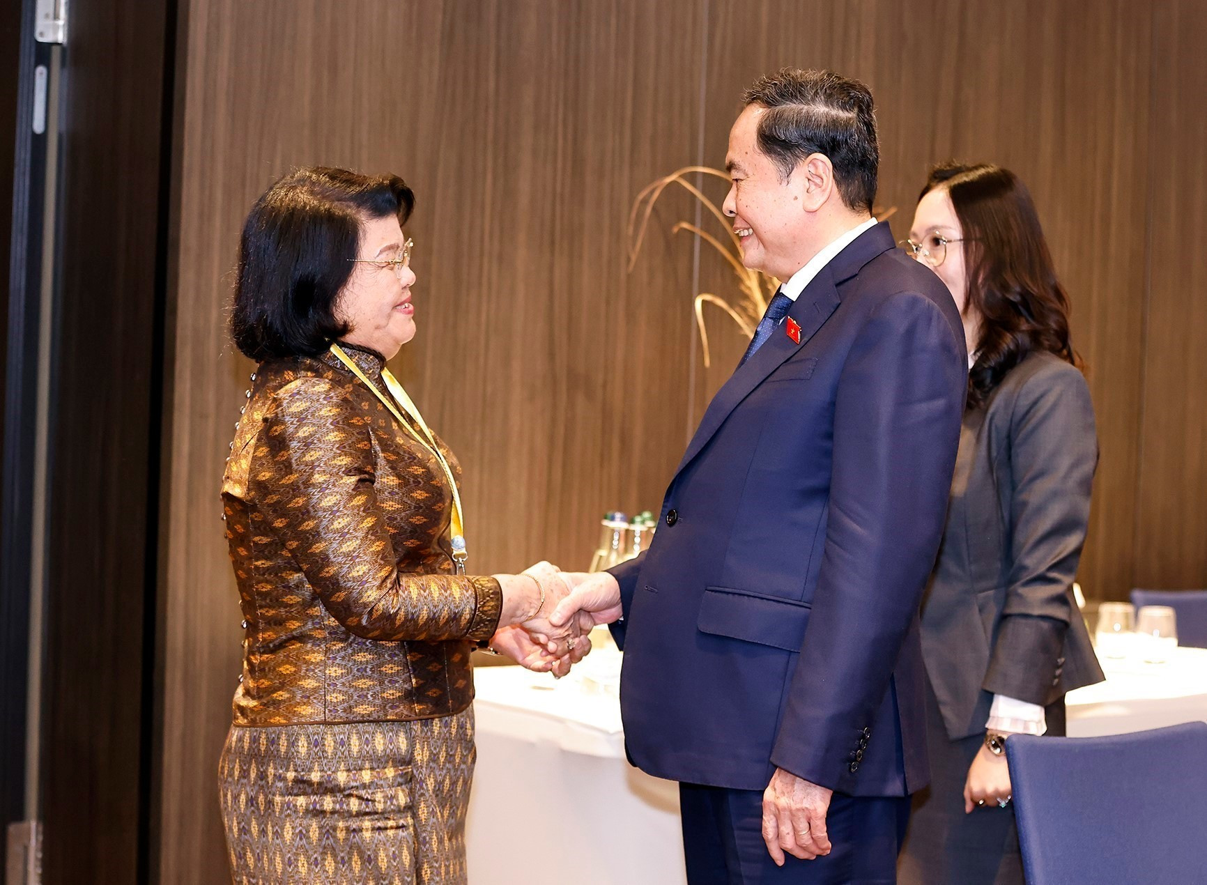 Chủ tịch Quốc hội Trần Thanh Mẫn hội kiến Chủ tịch Quốc hội Campuchia Samdech Maha Rathsapheathika Thipadei Khuon Sudary. (Ảnh: TTXVN) vna-potal-chu-tich-quoc-hoi-tran-thanh-man-hoi-kien-chu-tich-quoc-hoi-campuchia-8178568.jpg