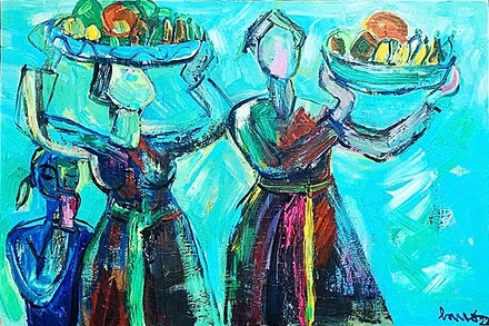 “Vào chùa”, Acrylic, 120x80cm.