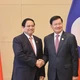 Thủ tướng Phạm Minh Chính hội kiến Tổng Bí thư, Chủ tịch nước Lào Thongloun Sisoulith. (Ảnh: VGP/Nhật Bắc)