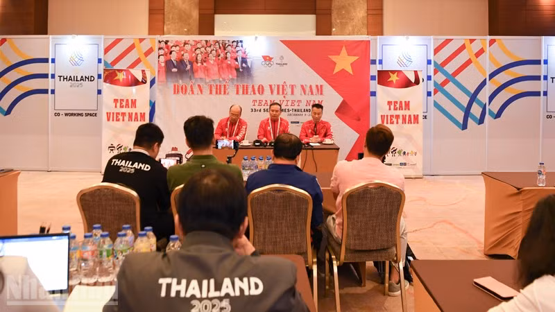 Đoàn Thể thao Việt Nam thông tin về tình hình thi đấu tại SEA Games 33. (Ảnh: MINH THẮNG)