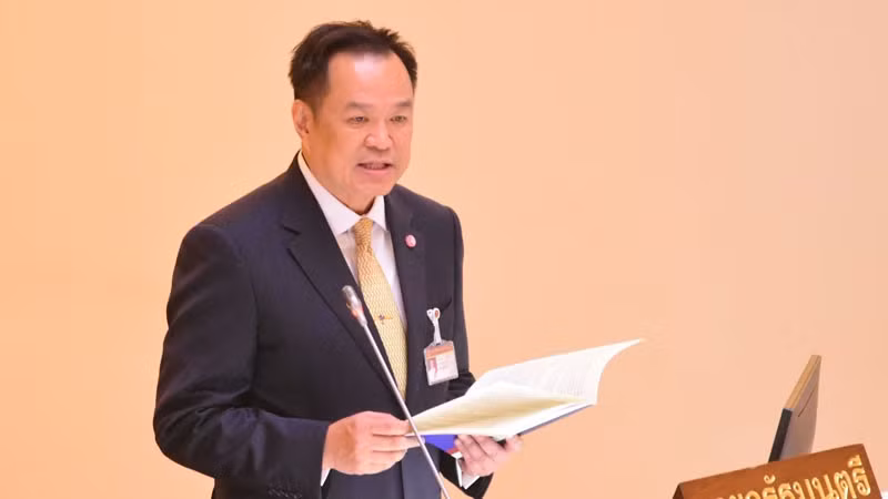 Thủ tướng Anutin Charnvirakul tuyên bố chính sách của chính phủ mới trước Quốc hội Thái Lan. (Ảnh: Văn phòng Thủ tướng Thái Lan)