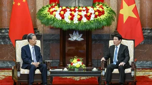 Chủ tịch nước Lương Cường tiếp Ủy viên trưởng Nhân đại toàn quốc Trung Quốc Triệu Lạc Tế. (Ảnh: Thủy Nguyên)