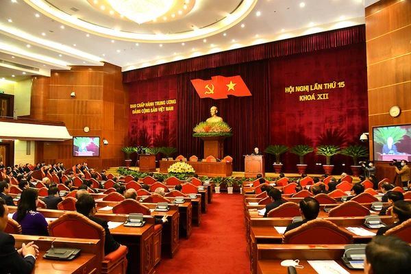 Bế mạc Hội nghị lần thứ 15 Ban Chấp hành Trung ương Đảng khóa XII (Ảnh: ĐĂNG KHOA)