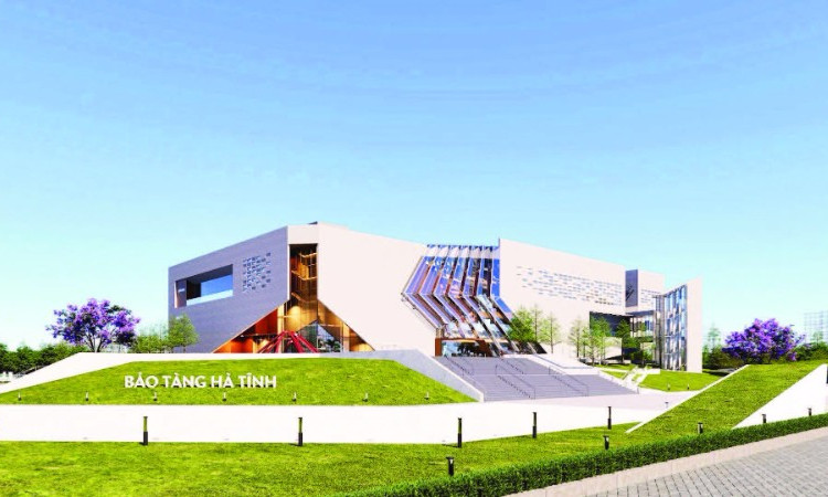 Phối cảnh mặt chính công trình Bảo tàng Hà Tĩnh.