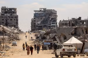 Cảnh tàn phá do xung đột tại Gaza. (Ảnh: Tân Hoa Xã)