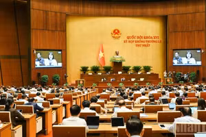 Quang cảnh một phiên họp ở hội trường tại Kỳ họp không thường lệ thứ nhất, Quốc hội khóa XVI. (Ảnh: DUY LINH)