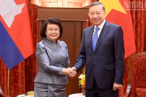 Tổng Bí thư, Chủ tịch nước Tô Lâm tiếp Chủ tịch Quốc hội Vương quốc Campuchia Samdech Khuon Sudary. (Ảnh: ĐĂNG KHOA)