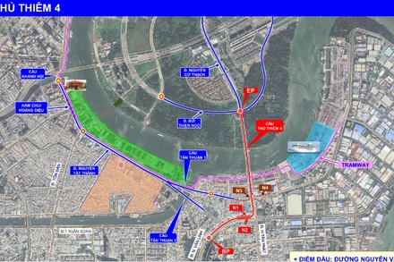 Cầu Thủ Thiêm 4 kết nối khu đô thị mới Thủ Thiêm với khu đô thị mới phía nam Thành phố.