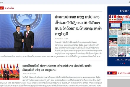 Báo Pasaxon đưa tin về Lễ ký Công ước Hà Nội. (Ảnh: DUY TOÀN)