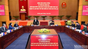 Chủ tịch nước Lương Cường làm việc với Viện Kiểm sát nhân dân tối cao.