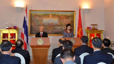 Trong chuyến thăm chính thức Thái Lan từ ngày 25-27/6/2013 của Tổng Bí thư Nguyễn Phú Trọng, quan hệ Việt Nam-Thái Lan được nâng cấp lên Đối tác chiến lược. (Ảnh: XUÂN SƠN)