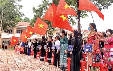 Học sinh Trường THPT dân tộc nội trú Nơ Trang Lơng, tỉnh Ðắk Lắk trong năm học 2022-2023.