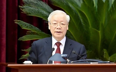 Tổng Bí thư Nguyễn Phú Trọng phát biểu chỉ đạo hội nghị. 