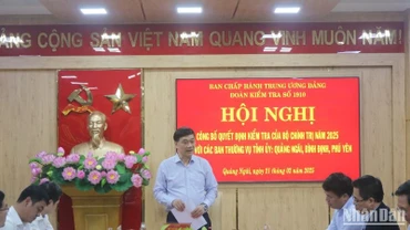 Phó Chủ tịch Quốc hội, Phó Trưởng đoàn Thường trực Đoàn Kiểm tra số 1910 của Bộ Chính trị Vũ Hồng Thanh phát biểu tại hội nghị.
