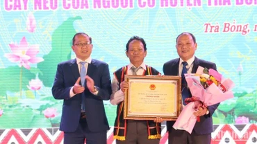 Trao bằng chứng nhận Di sản văn hóa phi vật thể quốc gia nghệ thuật trang trí cây nêu của người Co, huyện Trà Bồng.