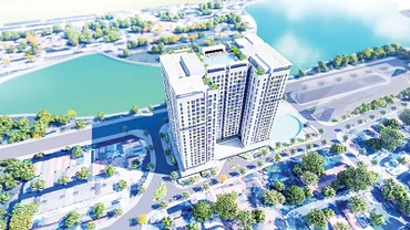 Phối cảnh dự án nhà ở xã hội Rice City Long Châu tại quận Long Biên.