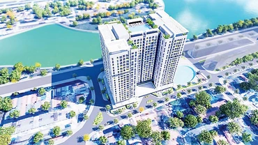 Phối cảnh dự án nhà ở xã hội Rice City Long Châu tại quận Long Biên.