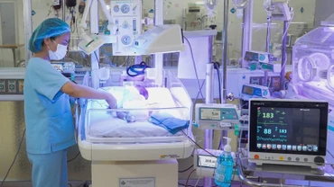 Các bệnh viện trên địa bàn thành phố Vinh (Nghệ An) đang không ngừng phấn đấu trở thành bệnh viện vùng. Trong ảnh: theo dõi trẻ sơ sinh tại khoa Hồi sức Cấp cứu Sơ sinh, Bệnh viện Sản Nhi Nghệ An.