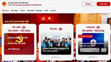 Giao diện Cổng thông tin tiếp nhận và công bố các sản phẩm, giải pháp khoa học, công nghệ, đổi mới sáng tạo và chuyển đổi số. (Ảnh: TL)