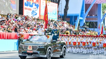 Tổng duyệt lễ diễu binh, diễu hành Lễ kỷ niệm 50 năm Ngày Giải phóng miền nam, thống nhất đất nước. (Ảnh: THÀNH ĐẠT)