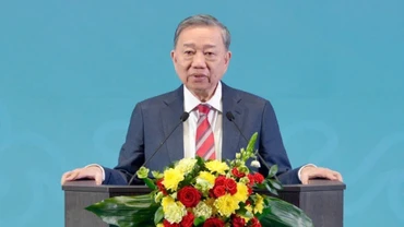Tổng Bí thư Tô Lâm phát biểu tại Học viện Tổng thống. (Ảnh: TTXVN)