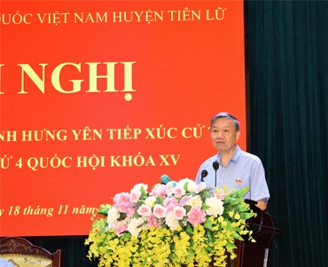 Bộ trưởng Tô Lâm phát biểu tại buổi tiếp xúc. Ảnh: bocongan.gov.vn