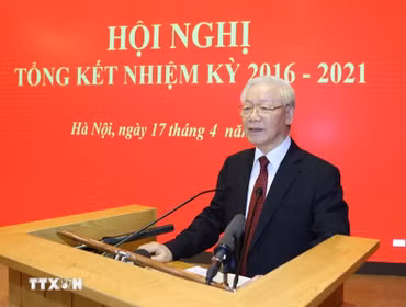 Tổng Bí thư Nguyễn Phú Trọng phát biểu chỉ đạo hội nghị. (Ảnh: TTXVN)