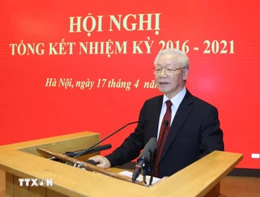 Tổng Bí thư Nguyễn Phú Trọng phát biểu chỉ đạo hội nghị. (Ảnh: TTXVN)