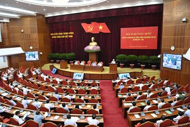 Tổng Bí thư Nguyễn Phú Trọng phát biểu tại Hội nghị tổng kết 10 năm công tác phòng, chống tham nhũng, tiêu cực giai đoạn 2012-2022, ngày 30/6/2022 Ảnh Đăng Khoa
