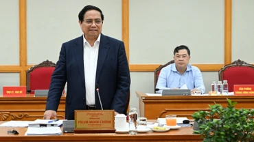 Thủ tướng Chính phủ Phạm Minh Chính chủ trì buổi làm việc với Ban Thường vụ Tỉnh ủy An Giang và Lâm Đồng. (Ảnh: TRẦN HẢI)
