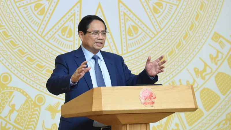 Thủ tướng Phạm Minh Chính phát biểu ý kiến kết luận phiên họp thứ hai của Ban Chỉ đạo. (Ảnh: TRẦN HẢI)