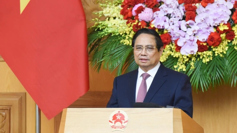 Thủ tướng Phạm Minh Chính phát biểu ý kiến kết luận cuộc họp. (Ảnh: TRẦN HẢI)