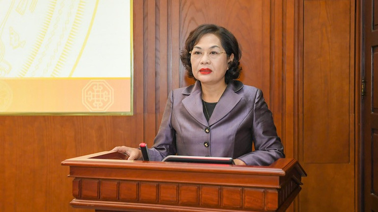 Thống đốc Ngân hàng Nhà nước Nguyễn Thị Hồng phát biểu tại lễ phát động. img-4132.jpg