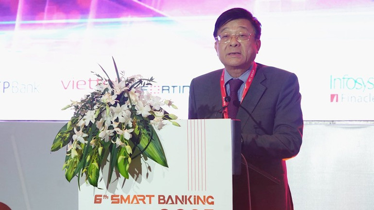 Phó Chủ tịch kiêm Tổng Thư ký Hiệp hội Ngân hàng Việt Nam Nguyễn Quốc Hùng phát biểu khai mạc Hội thảo. ts-hung.jpg
