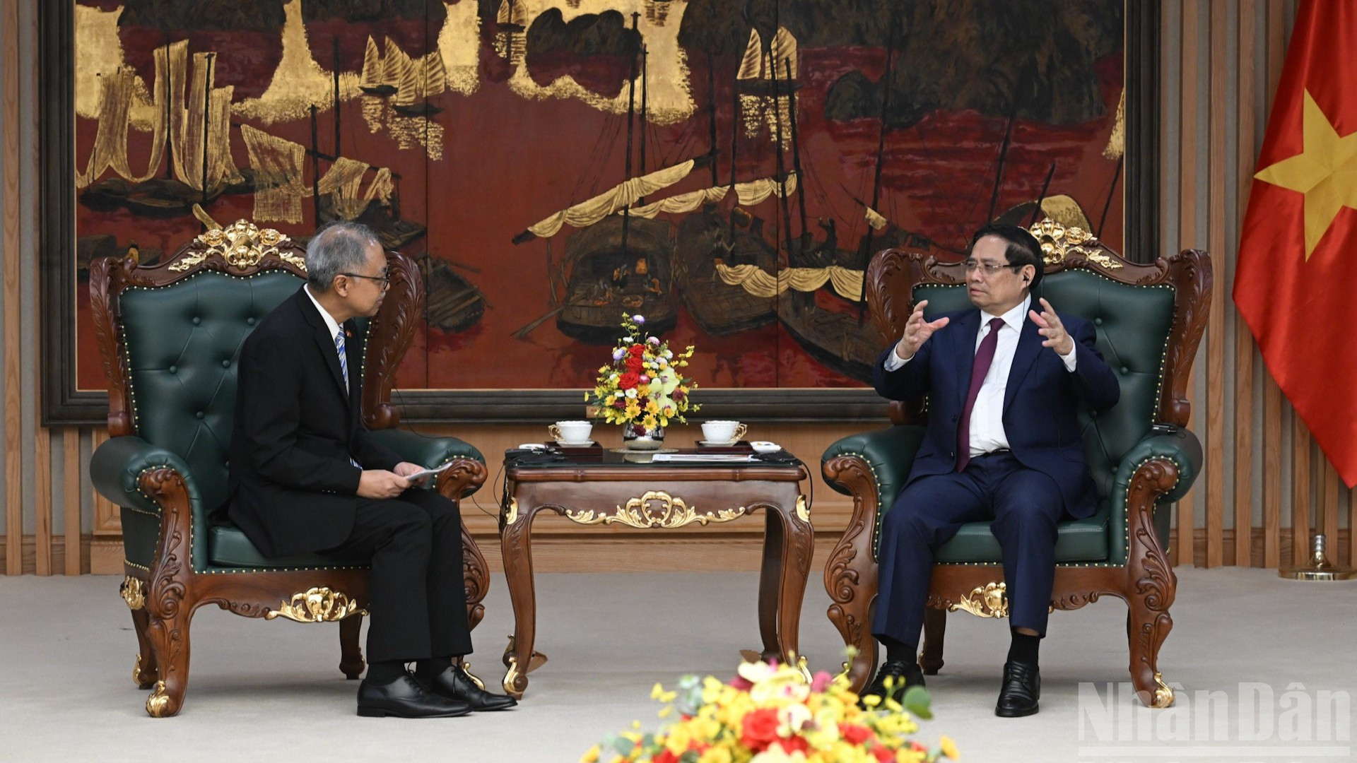 Thủ tướng Phạm Minh Chính tiếp Đại sứ đặc mệnh toàn quyền Indonesia Adam Mulawarman Tugio.