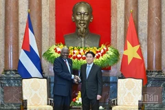 Chủ tịch nước Lương Cường tiếp Chủ tịch Quốc hội Cuba Esteban Lazo Hernandez tại buổi tiếp.
