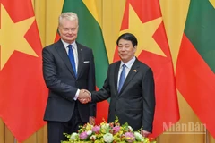 Chủ tịch nước Lương Cường và Tổng thống Litva Gitanas Nauseda tại buổi hội đàm.