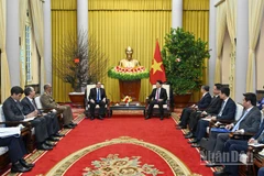 Chủ tịch nước Lương Cường tiếp Đặc phái viên Rodriguez Parrilla tại Phủ Chủ tịch.