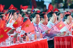 Chủ tịch nước Lương Cường dự chương trình tại điểm cầu Hà Nội.