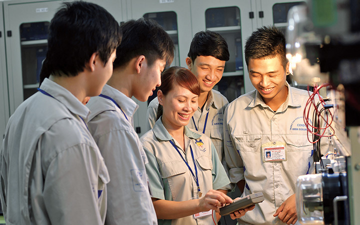 Học sinh trường Cao đẳng nghề Công nghiệp Hà Nội (Ảnh chụp trước ngày 27/4: hnivc).