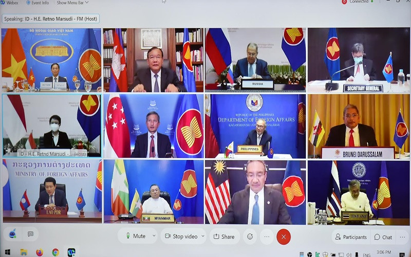 Hội nghị diễn ra theo hình thức trực tuyến. (Ảnh: Bộ Ngoại giao)