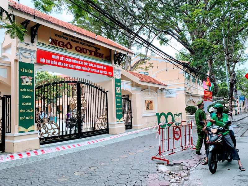 Trường THPT Ngô Quyền - nơi có trường hợp F1 dương tính với SARS-CoV-2.