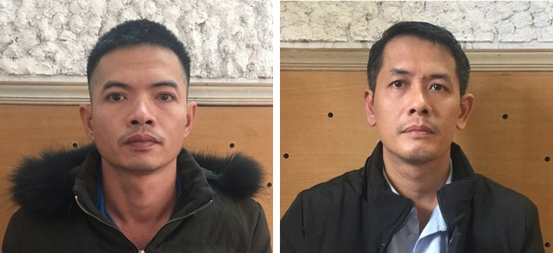 Hai đối tượng Nguyễn Quỳnh Nam (trái) và Nguyễn Lê Khánh.