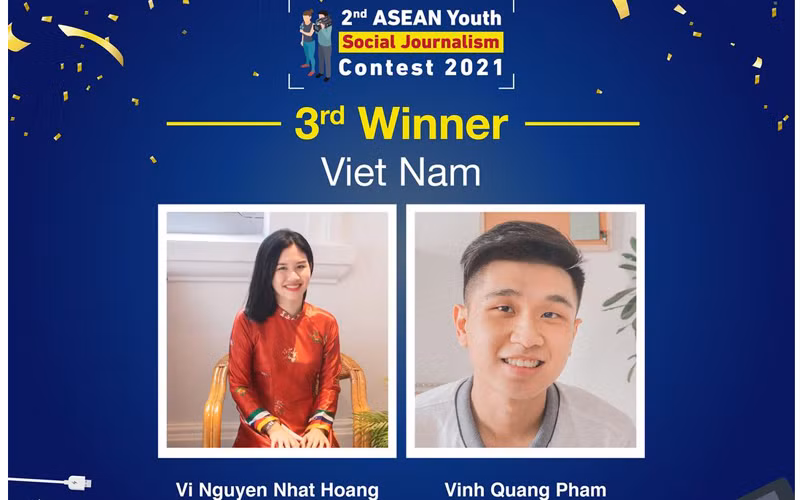 Hai sinh viên Hoàng Nguyễn Nhật Vi và Phạm Quang Vinh.
